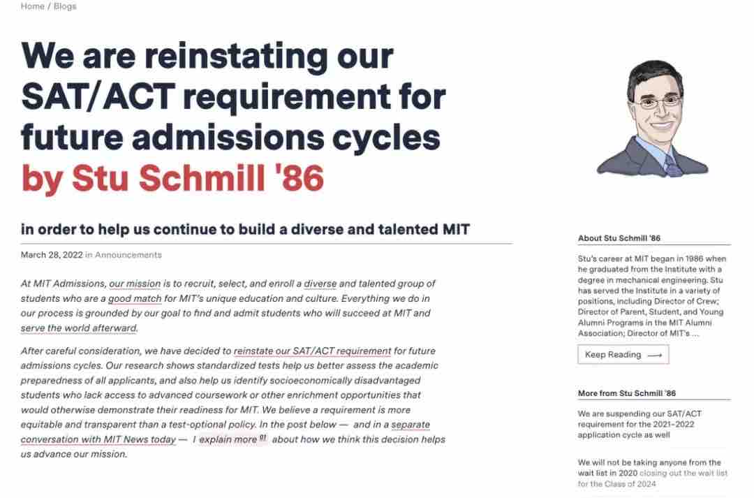 留学快讯!麻省理工大学宣布恢复SAT/ACT标化成绩强制要求!(图2) 留学快讯!麻省理工大学宣布恢复SAT/ACT标化成绩强制要求!(图2)
