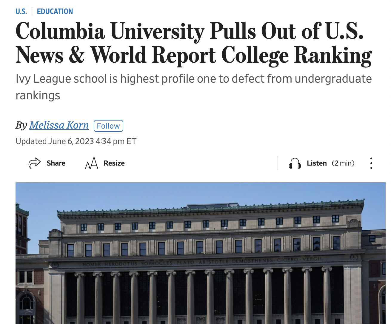 哥大宣布永久退出US News大学排名!咱不玩了!(图1) 哥大宣布永久退出US News大学排名!咱不玩了!(图1)